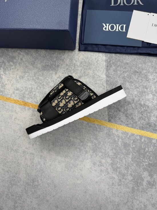 Dior Black Oblique Canvas Slide Sandals main image 5